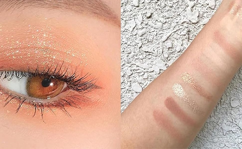 Amazon.com : 9 Color Glitter Matte Eyeshadow Palette - Nude Peach ...